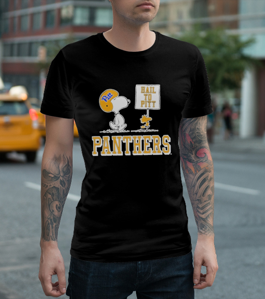 Snoopy Woodstock Hail To Pitt Panthers Peanuts Football Fan T-Shirt
