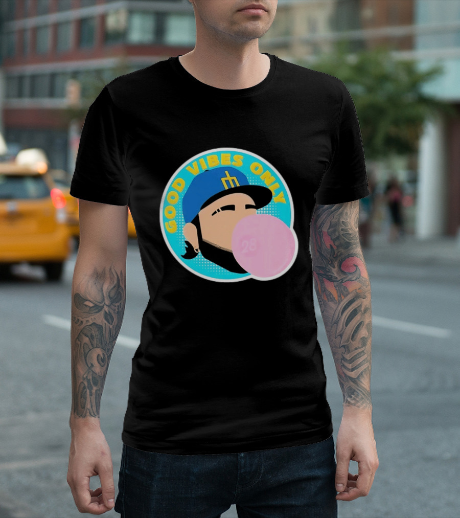Seattle Mariners Eugenio Suarez Good Vibes Only 28 Baseball Bubblegum T-Shirt