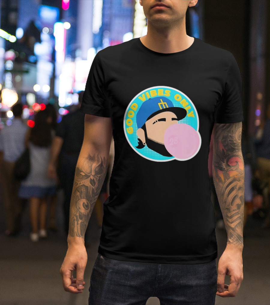 Seattle Mariners Eugenio Suarez Good Vibes Only 28 Baseball Bubblegum T-Shirt