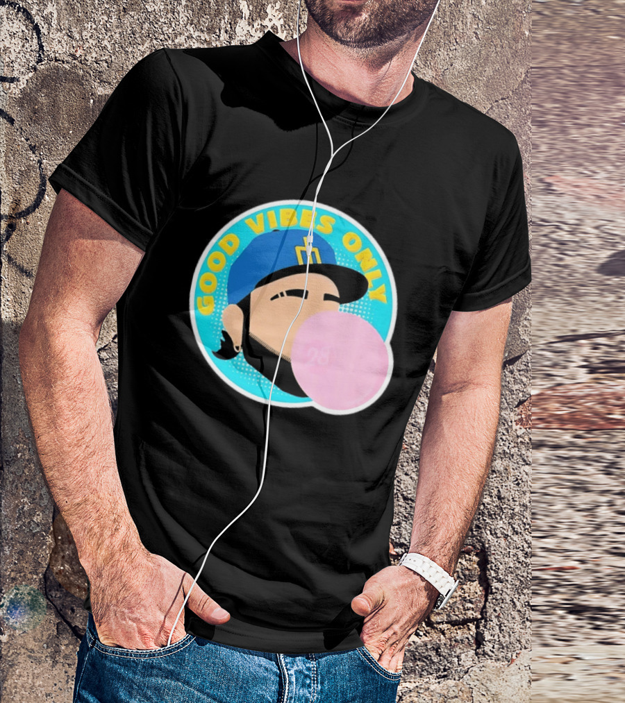Seattle Mariners Eugenio Suarez Good Vibes Only 28 Baseball Bubblegum T-Shirt