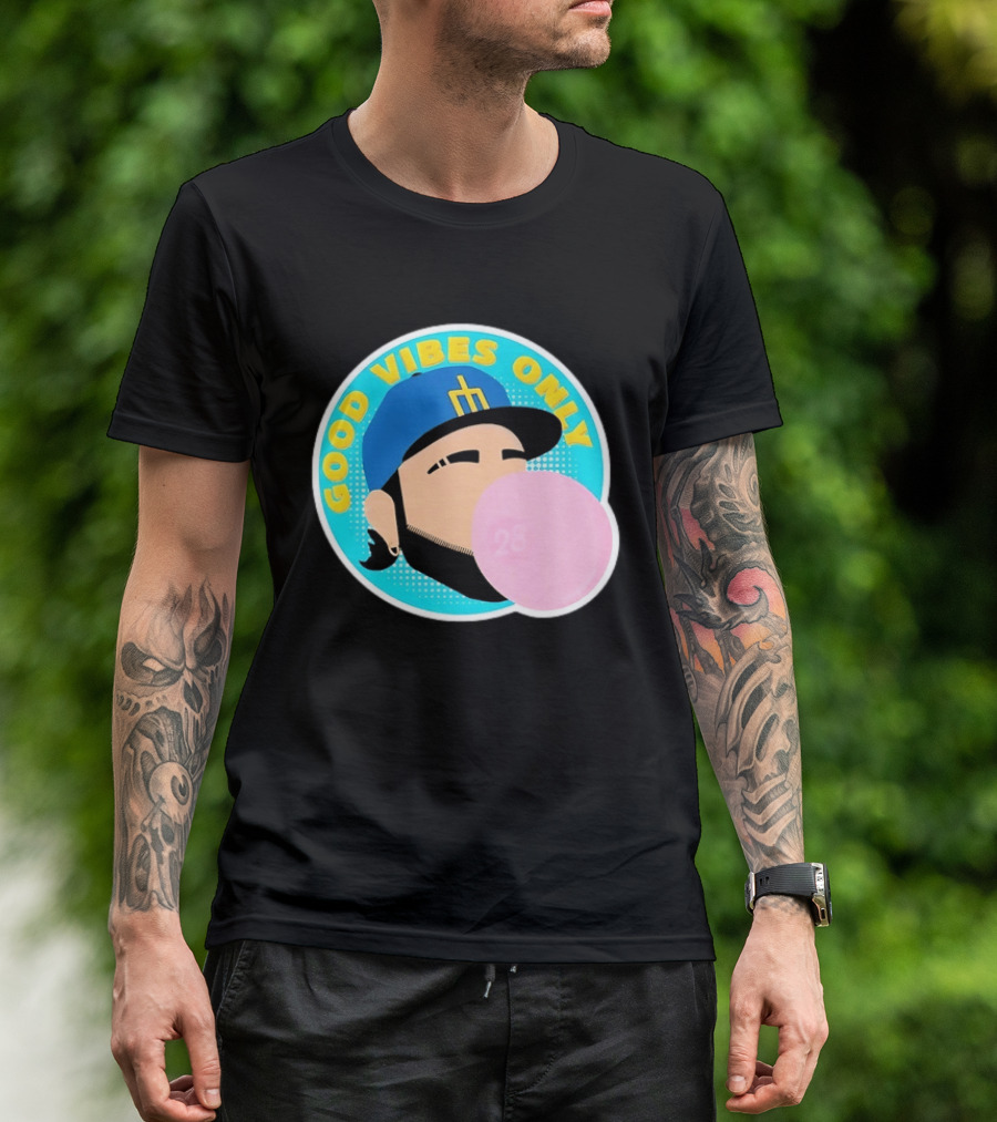 Seattle Mariners Eugenio Suarez Good Vibes Only 28 Baseball Bubblegum T-Shirt