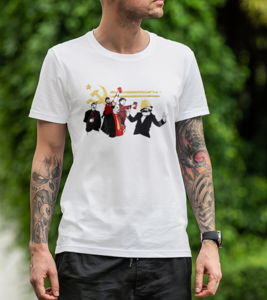 Communist Leaders Party Hammer Sickle Red Cups Star T-Shirt