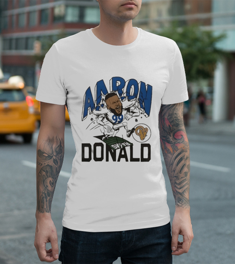Los Angeles Rams Aaron Donald Caricature Artistry T-Shirt