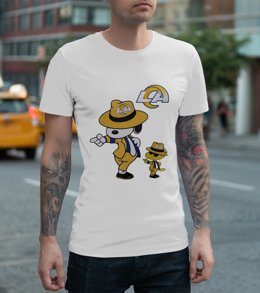 Los Angeles Rams Snoopy Woodstock LA Collaboration Dancing T-Shirt