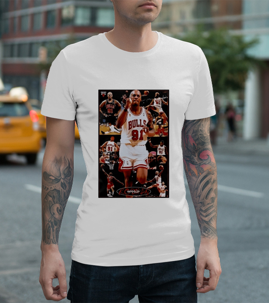 Dennis Rodman Chicago Bulls 91 Iconic NBA Basketball Highlights T-Shirt
