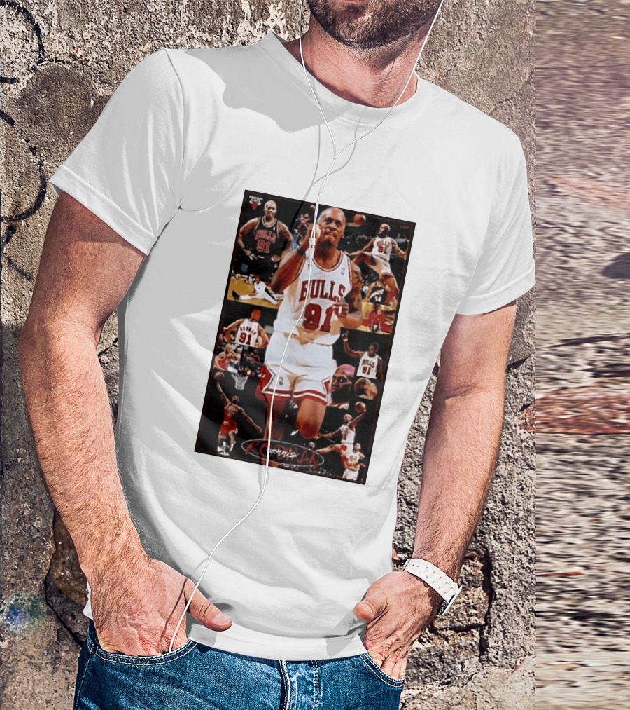 Dennis Rodman Chicago Bulls 91 Iconic NBA Basketball Highlights T-Shirt