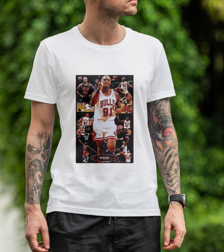 Dennis Rodman Chicago Bulls 91 Iconic NBA Basketball Highlights T-Shirt