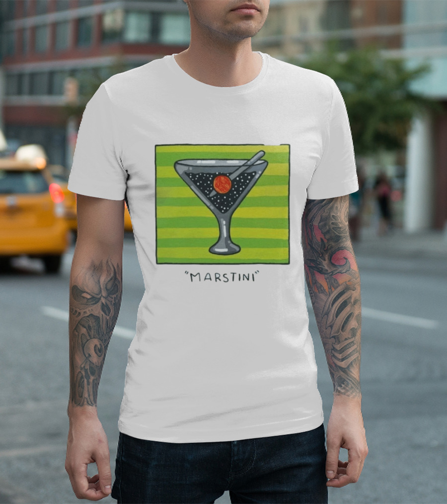 Marstini Planet Martini Cocktail Mars Space Themed Drink T-Shirt