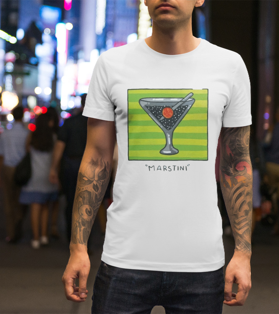 Marstini Planet Martini Cocktail Mars Space Themed Drink T-Shirt