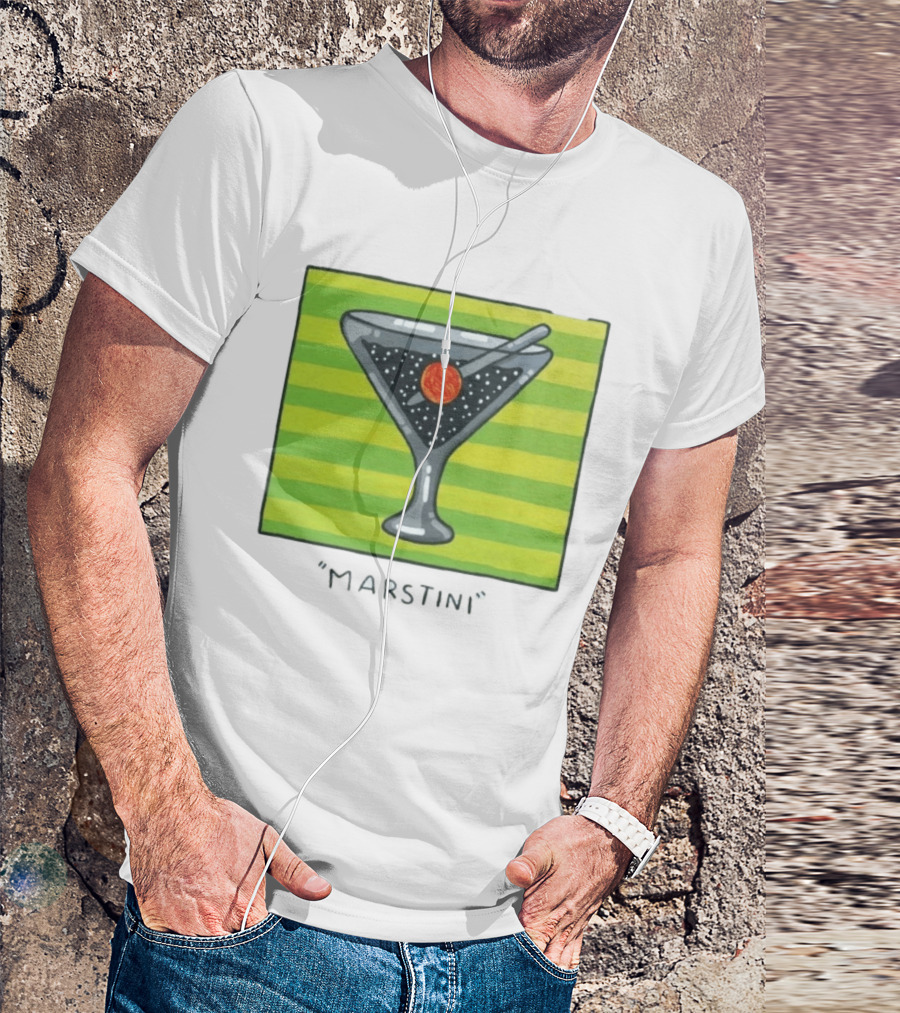 Marstini Planet Martini Cocktail Mars Space Themed Drink T-Shirt