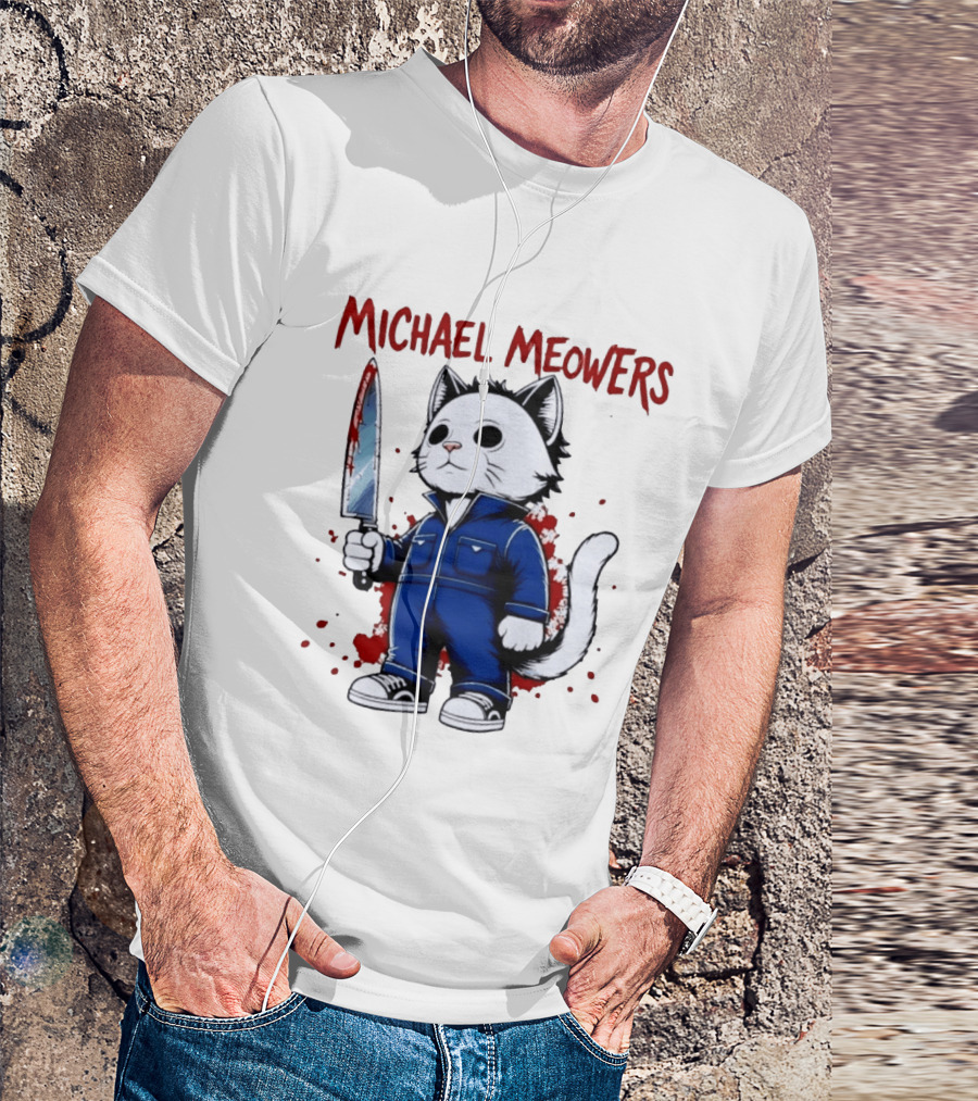 Michael Meowers Halloween Slasher Cat With Knife T-Shirt