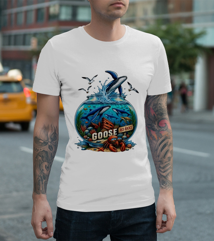 Goose Red Rocks Aquarium Whale Ocean Life Jam Band T-Shirt