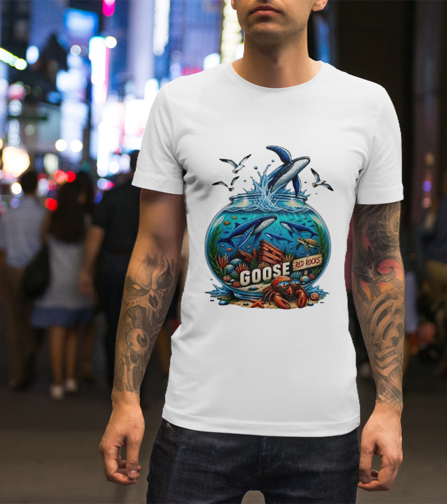 Goose Red Rocks Aquarium Whale Ocean Life Jam Band T-Shirt