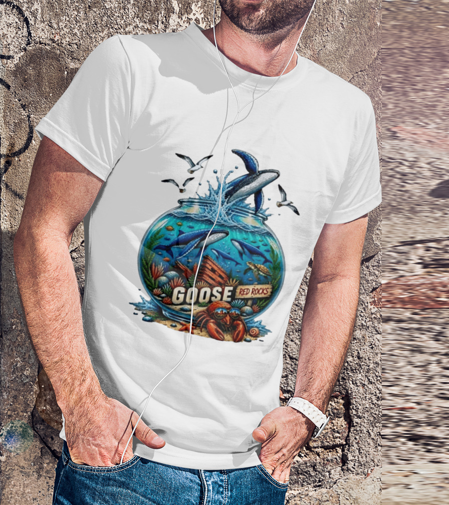 Goose Red Rocks Aquarium Whale Ocean Life Jam Band T-Shirt