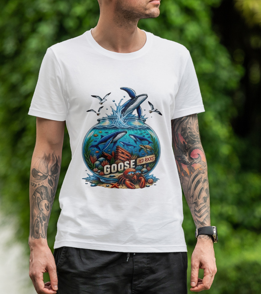 Goose Red Rocks Aquarium Whale Ocean Life Jam Band T-Shirt