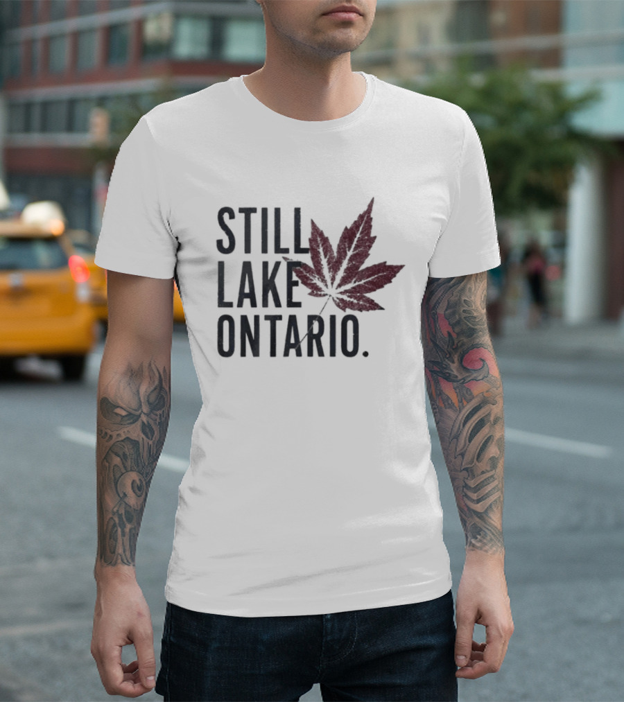 Still Lake Ontario Coordinates Great Lakes Maple Leaf T-Shirt