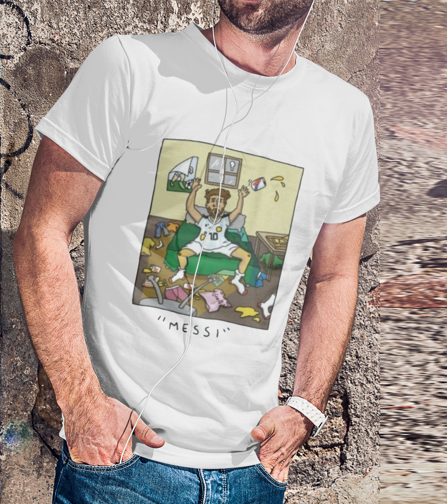 Lionel Messi Argentina Football Cartoon Messy Room T-Shirt