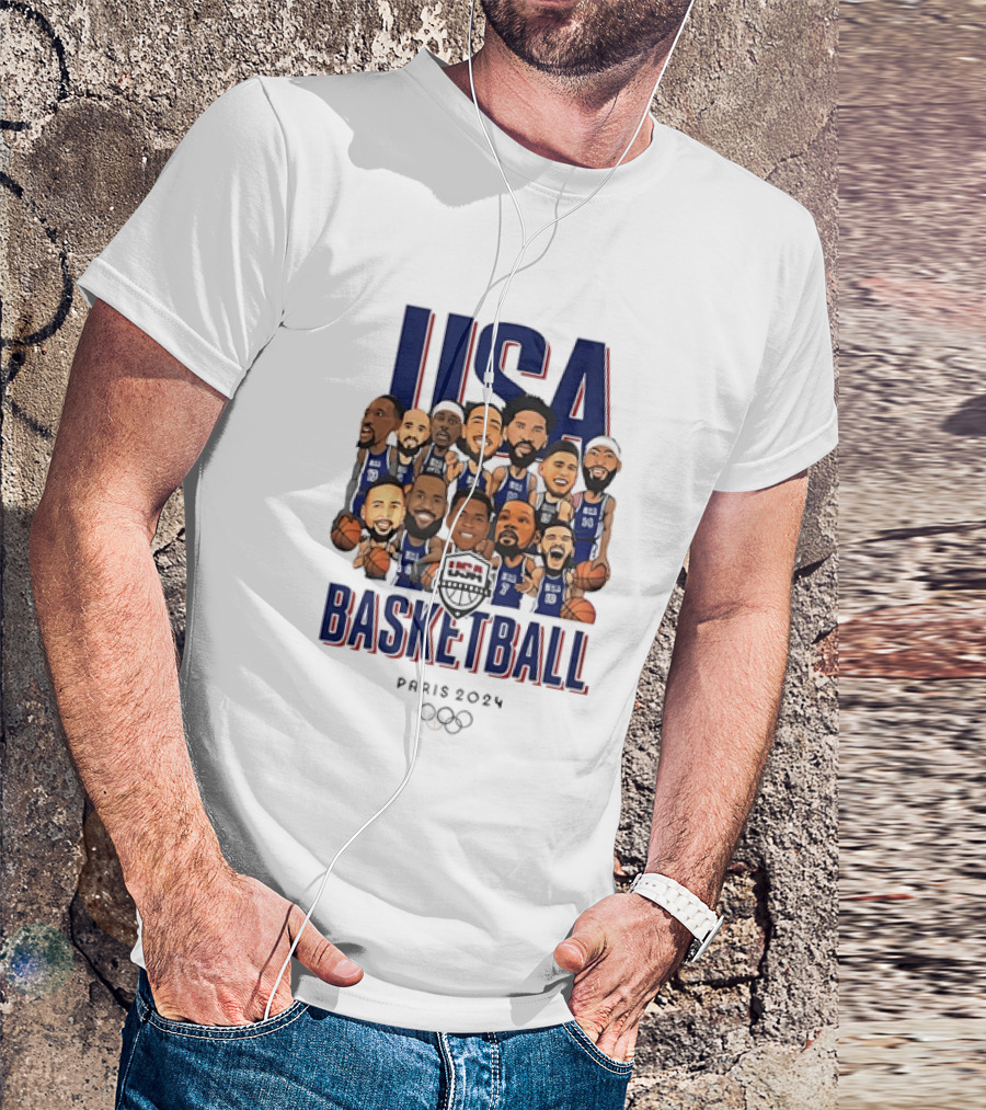 USA Basketball Team Paris 2024 Caricature Olympics T-Shirt