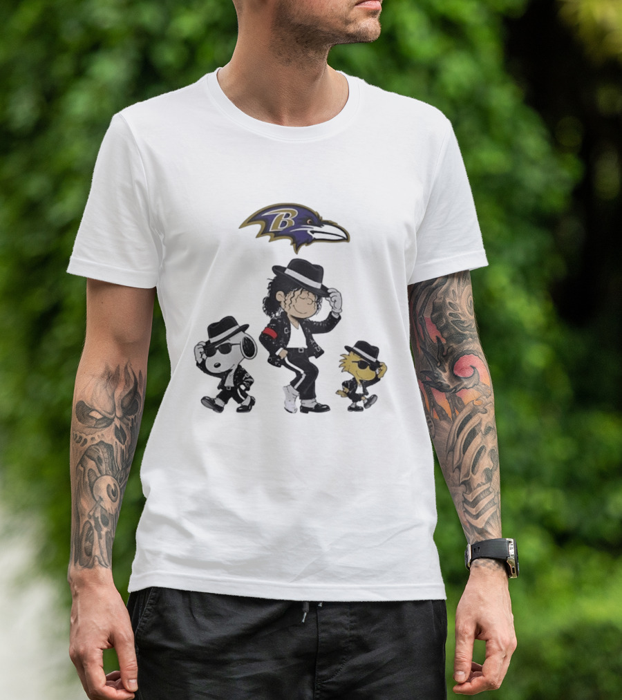 Baltimore Ravens Snoopy Charlie Brown Woodstock Pop Rock Dance T-Shirt