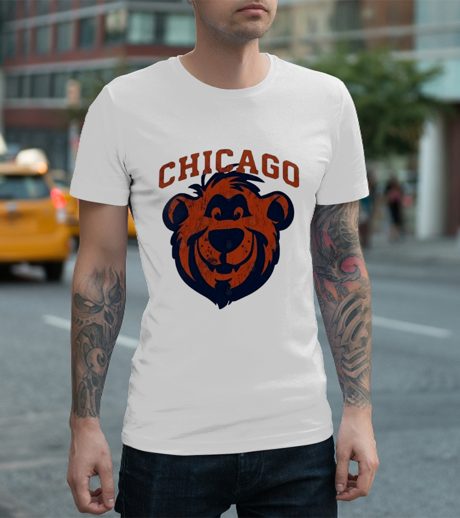 Chicago Bears Distressed Bear Face T-Shirt