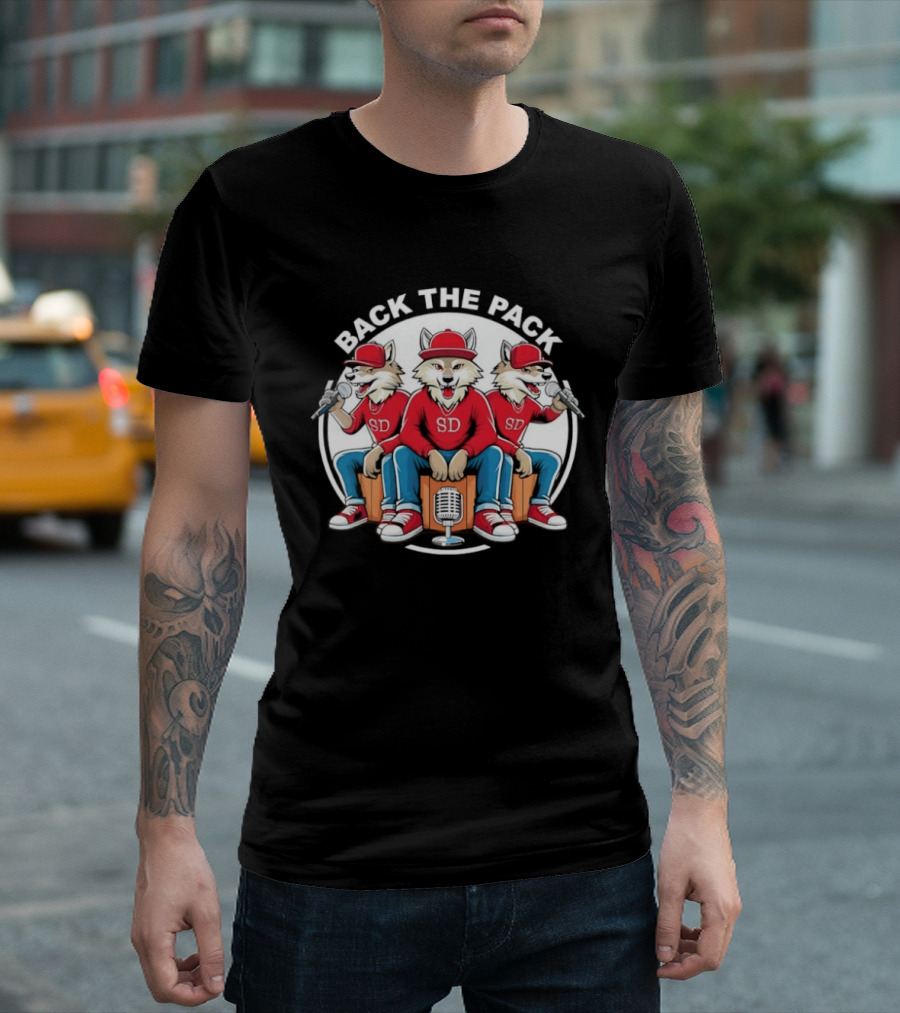 Back The Pack SD Wolf Rap Crew Hip Hop Trio Performance T-Shirt
