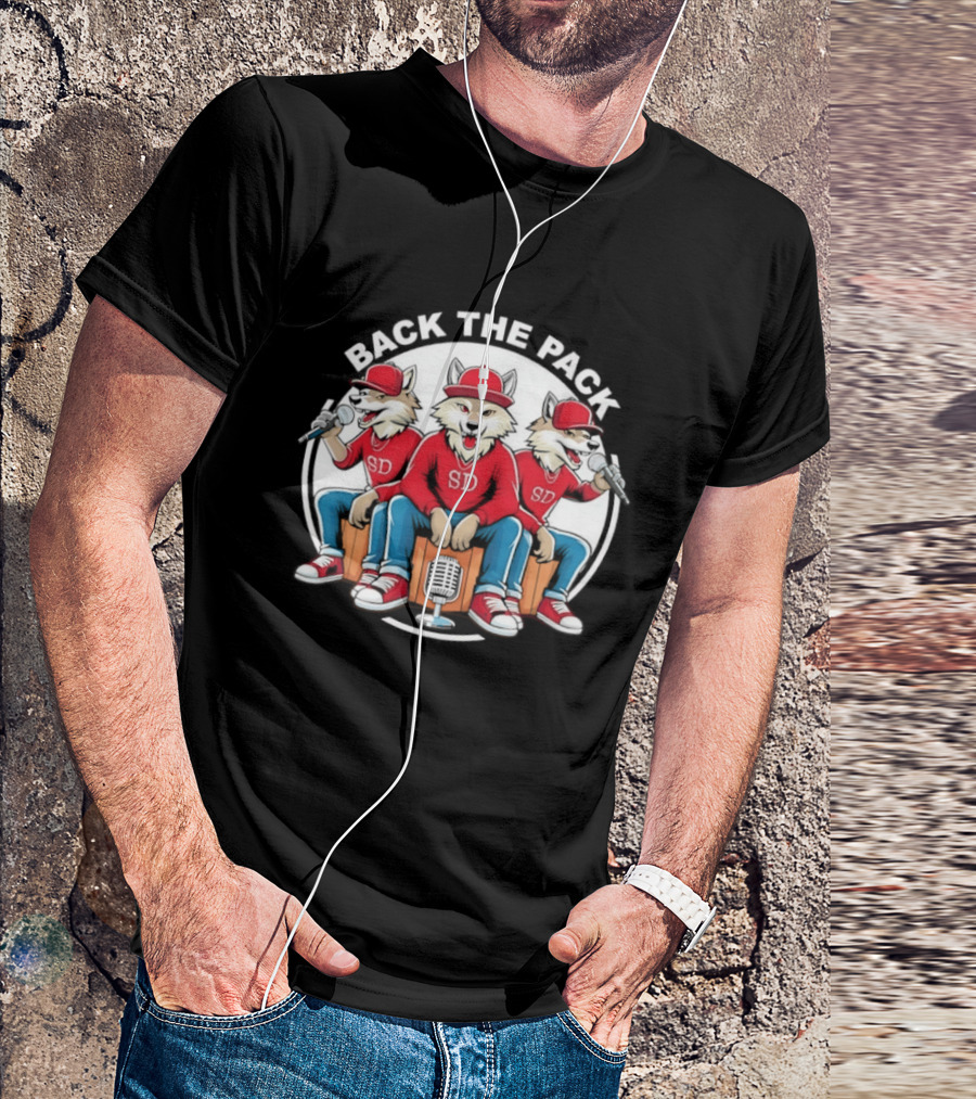 Back The Pack SD Wolf Rap Crew Hip Hop Trio Performance T-Shirt