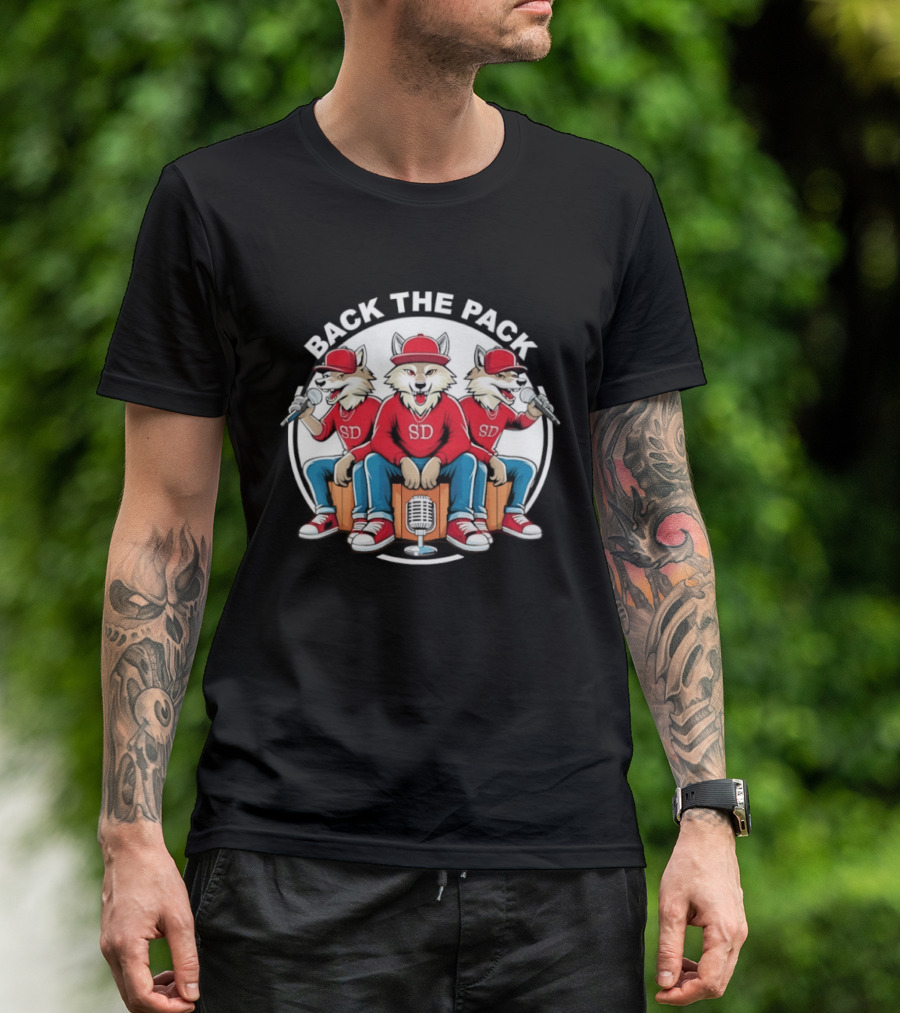 Back The Pack SD Wolf Rap Crew Hip Hop Trio Performance T-Shirt