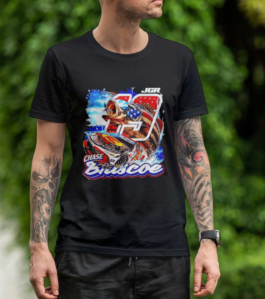 Chase Briscoe 19 JGR NASCAR Bass Pro Shops American Flag Racing Fish T-Shirt