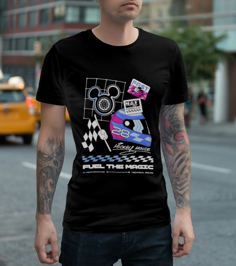 Mickey Mouse Fast Formula 1 Racing Helmet Fuel The Magic P1 Performance T-Shirt