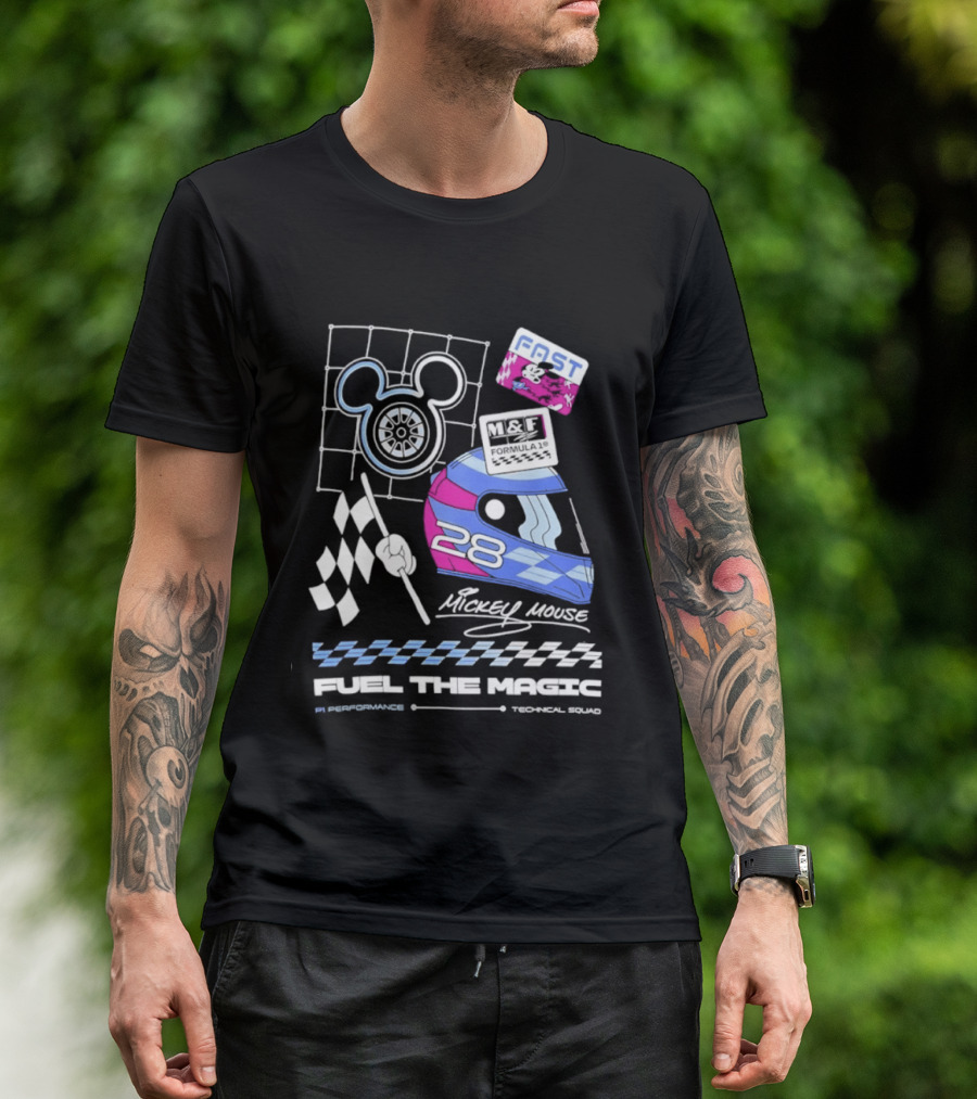Mickey Mouse Fast Formula 1 Racing Helmet Fuel The Magic P1 Performance T-Shirt