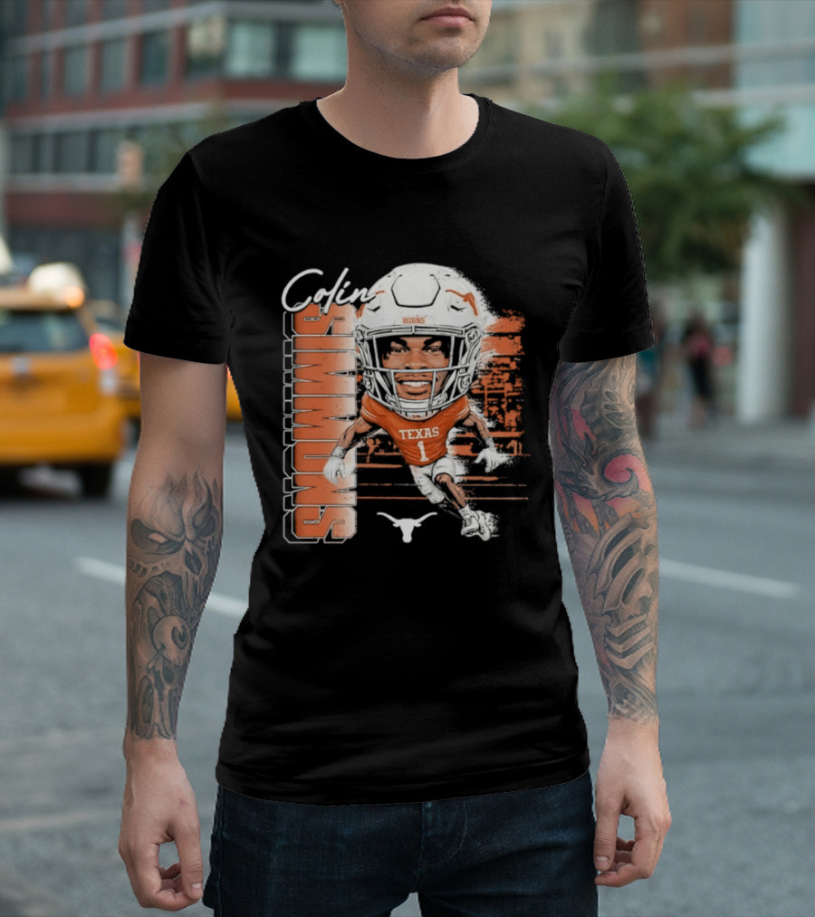 Colin Simmons Texas Longhorns Football Player Number 1 Distressed T-Shirt