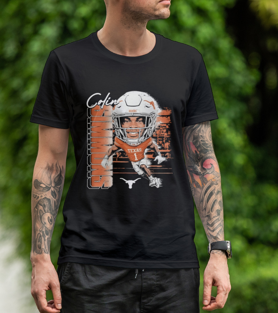 Colin Simmons Texas Longhorns Football Player Number 1 Distressed T-Shirt
