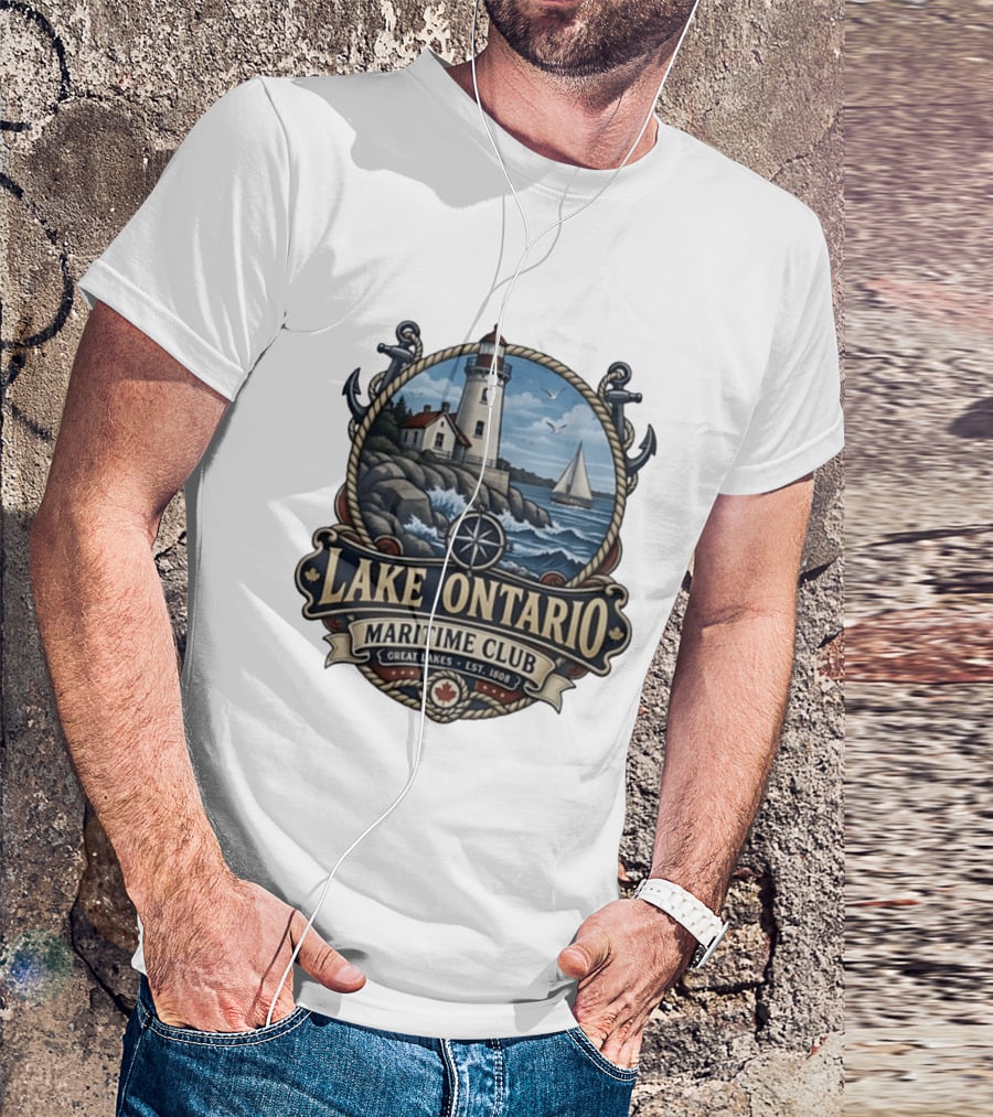 Lake Ontario Maritime Club Great Lakes Lighthouse Sailboat Est 1808 T-Shirt