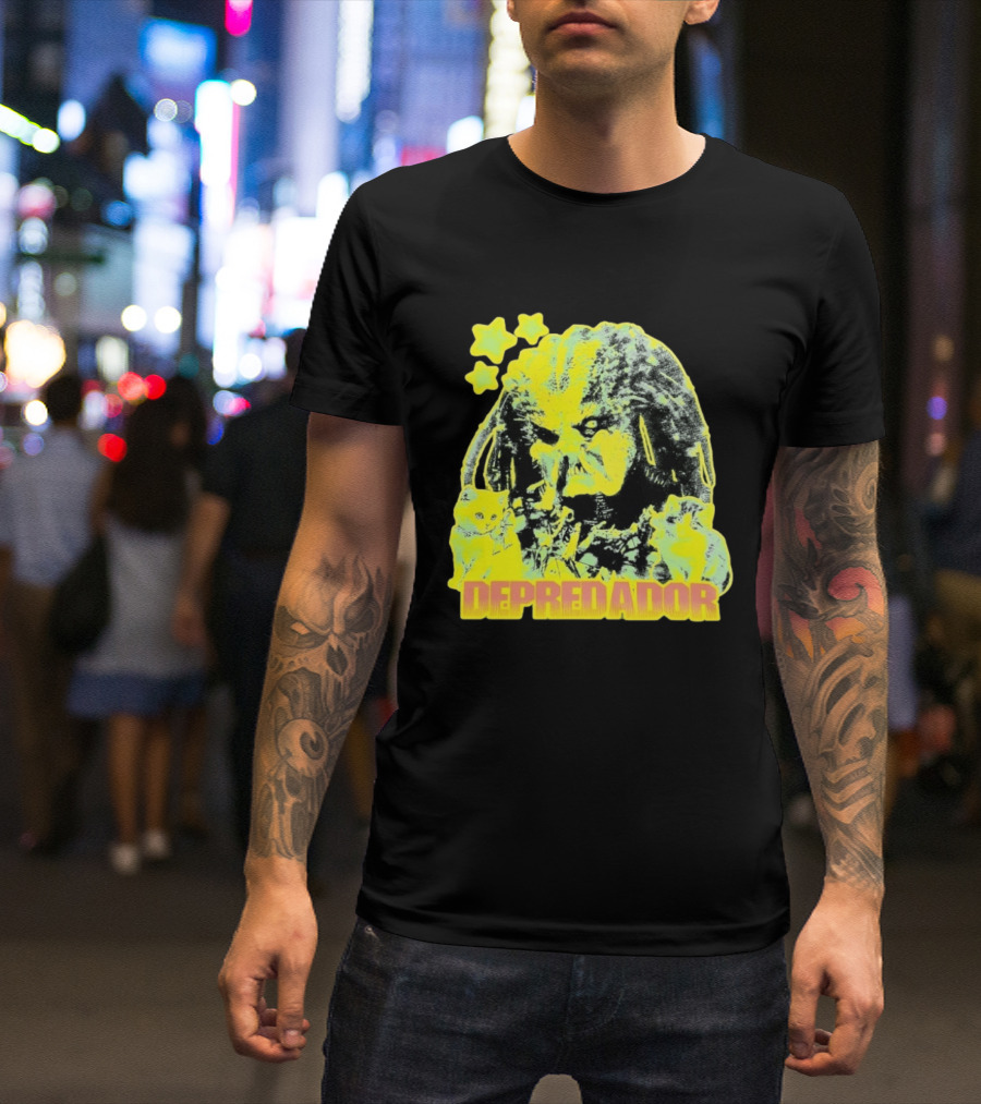 Depredador Predator Sci Fi With Kittens And Stars T-Shirt