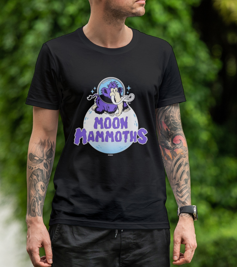 Moon Mammoths Purple Space Elephant Creature Astronaut T-Shirt