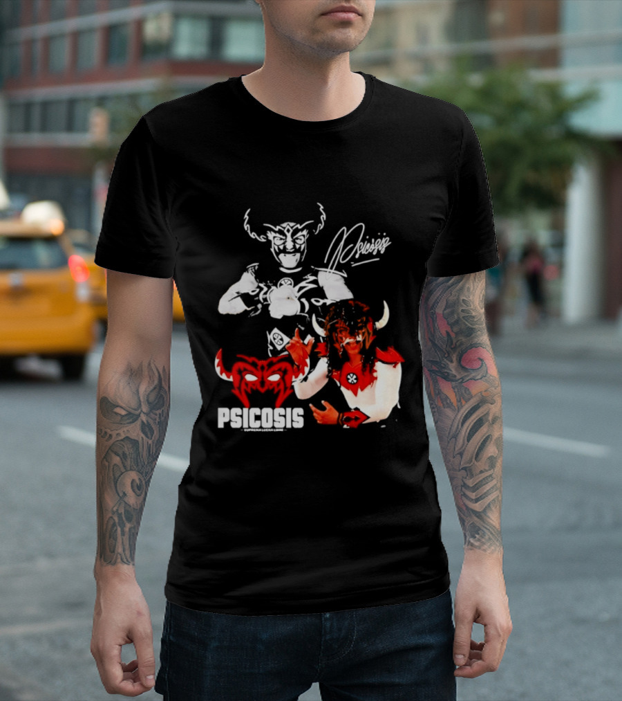Psicosis Suprema Lucha Libre Wrestling Demon Mask Signature T-Shirt