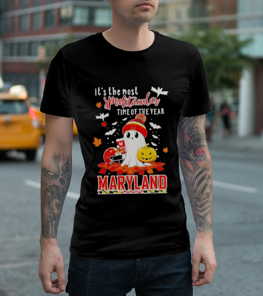 Maryland Terrapins Halloween 2026 Most Spooktacular Time Of The Year Ghost T-Shirt