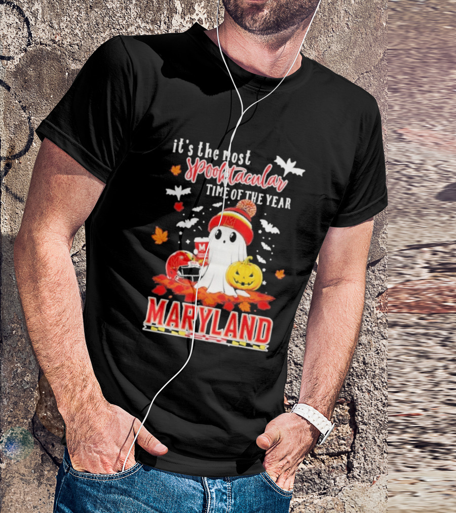 Maryland Terrapins Halloween 2026 Most Spooktacular Time Of The Year Ghost T-Shirt