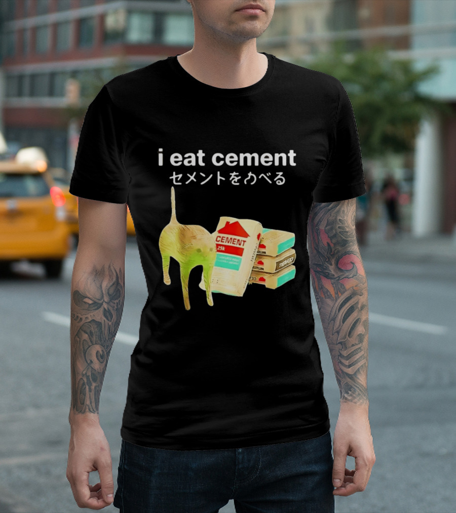 I Eat Cement Cat Meme Cursed T-Shirt