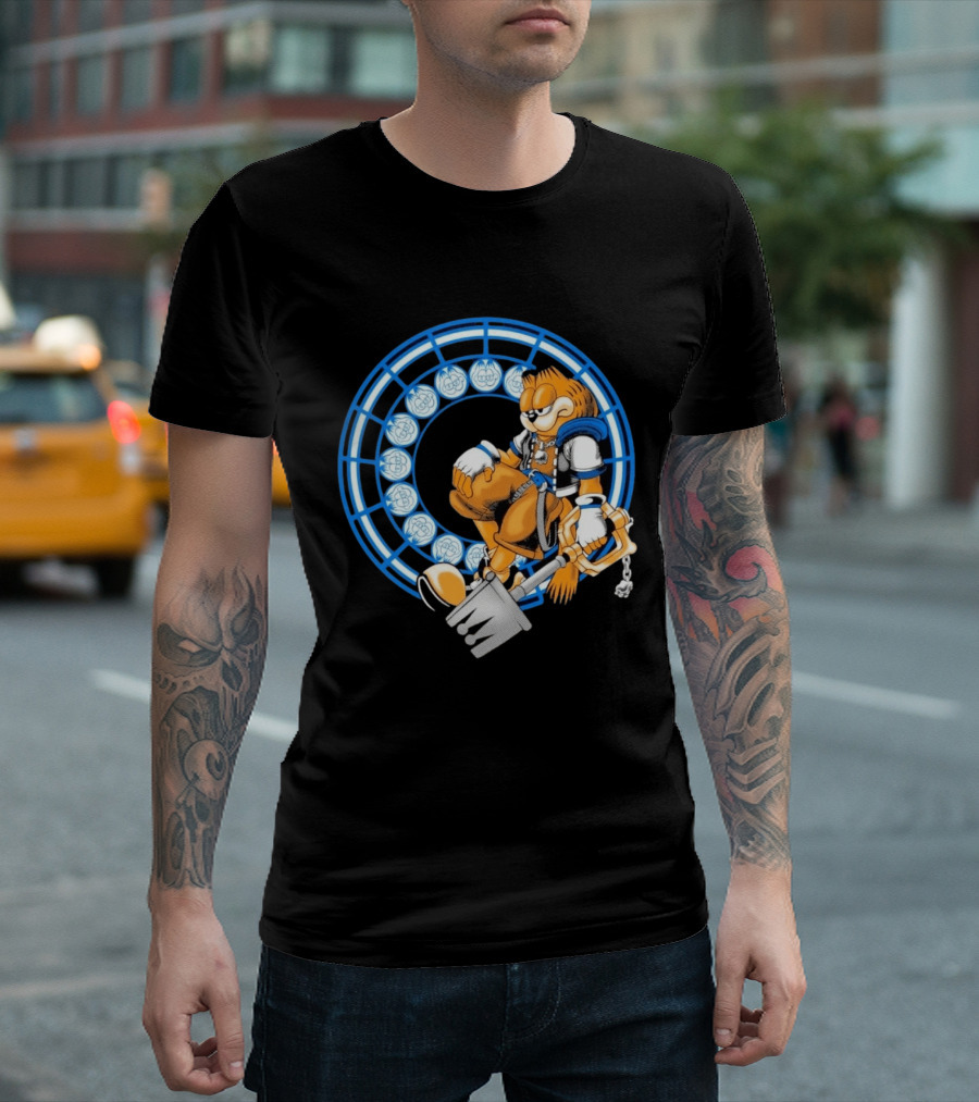 Just Another Heartless Monday Yetee Crossover With Keyblade Wielding Garfiend And Cool Blue Circles T-Shirt