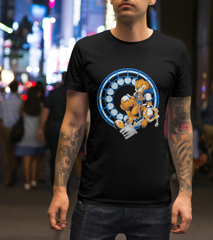Just Another Heartless Monday Yetee Crossover With Keyblade Wielding Garfiend And Cool Blue Circles T-Shirt