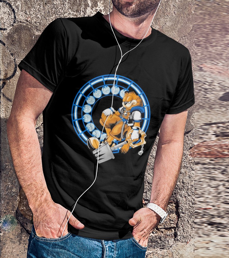 Just Another Heartless Monday Yetee Crossover With Keyblade Wielding Garfiend And Cool Blue Circles T-Shirt
