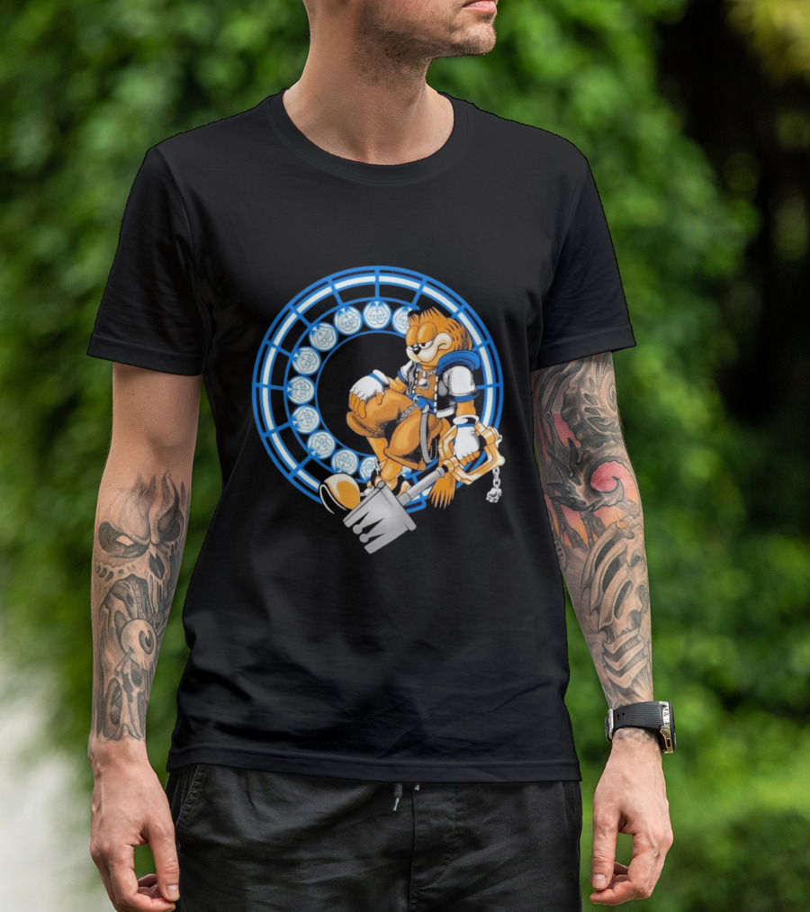 Just Another Heartless Monday Yetee Crossover With Keyblade Wielding Garfiend And Cool Blue Circles T-Shirt