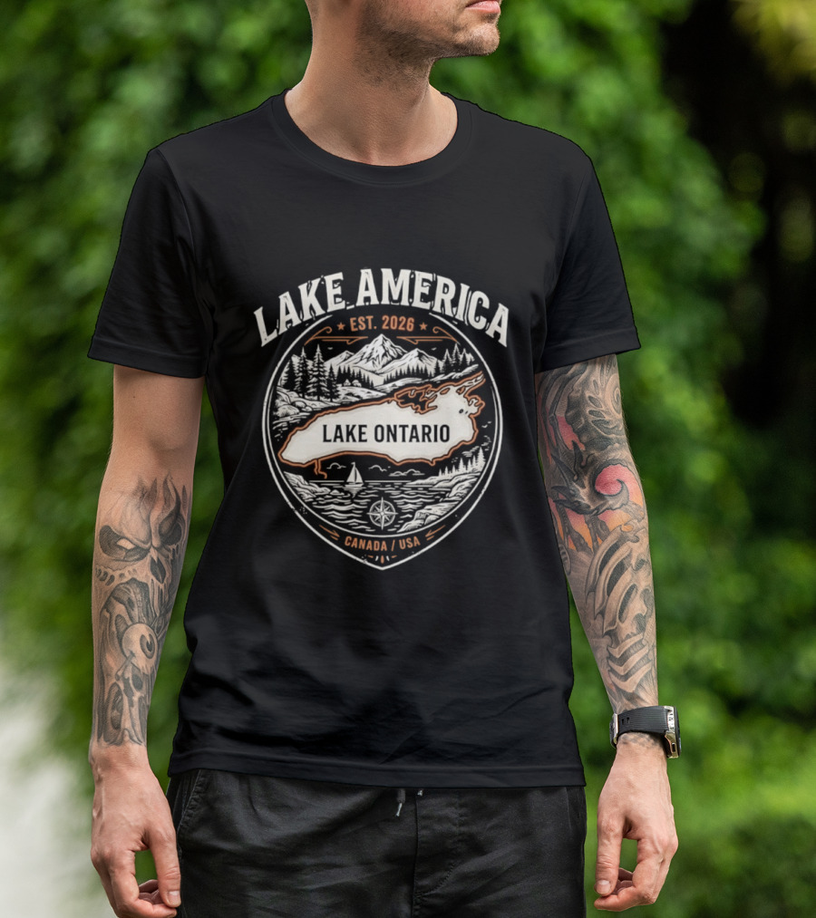 Lake America Est 2026 Lake Ontario Canada USA Scenic T-Shirt