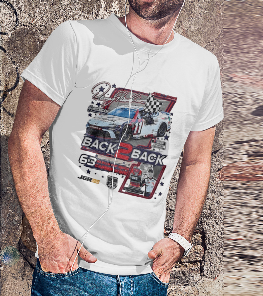 Denny Hamlin 60 NASCAR Cup Series Career Wins Back 2 Back Joe Gibbs Racing Michigan International Speedway NASCAR Cup Series Firekeepers Casino 400 T-Shirt