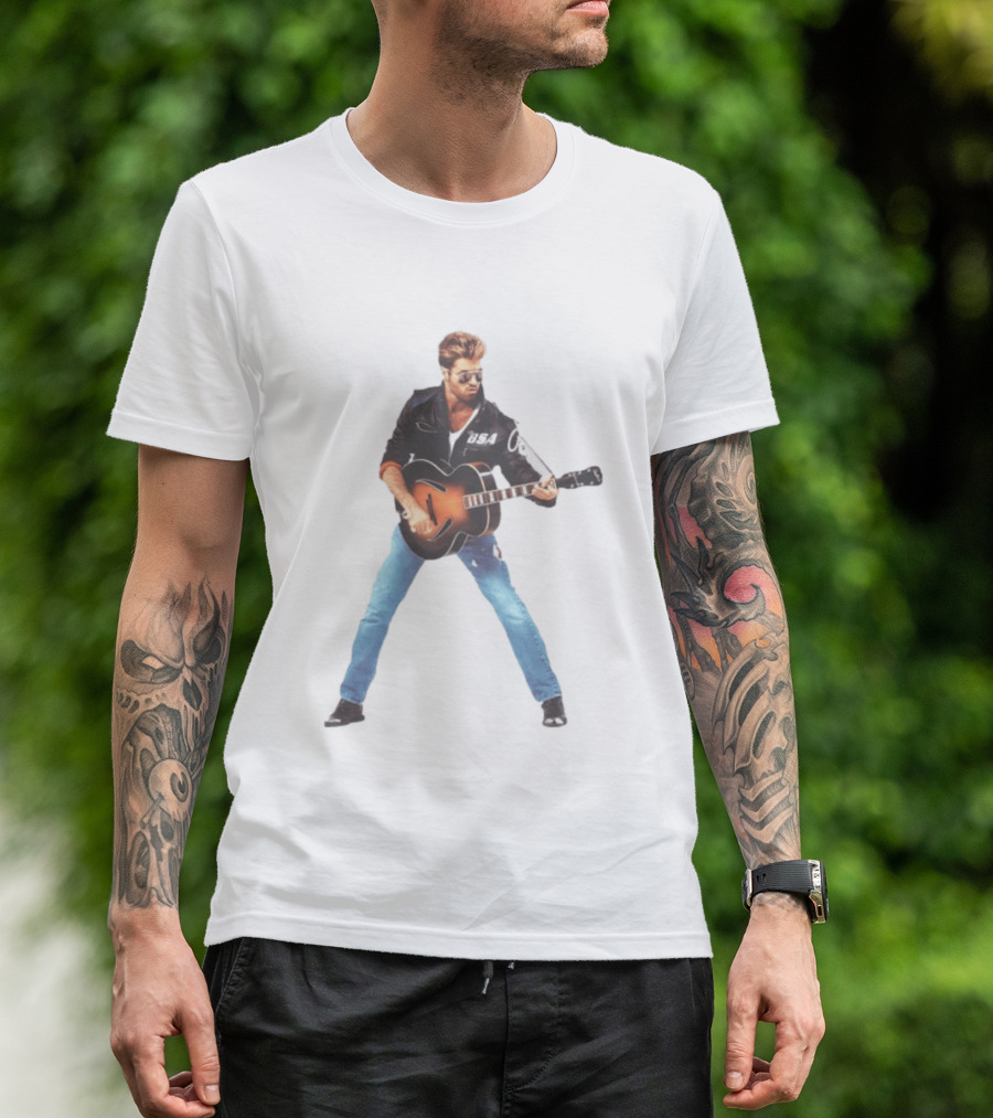 George Michael Faith Tour 1988 USA Guitar Jacket T-Shirt