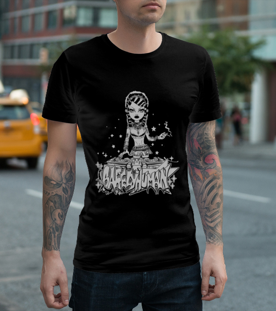 6Arelyhuman Digital Dancer Doll Tattoo Style DJ Aesthetic T-Shirt