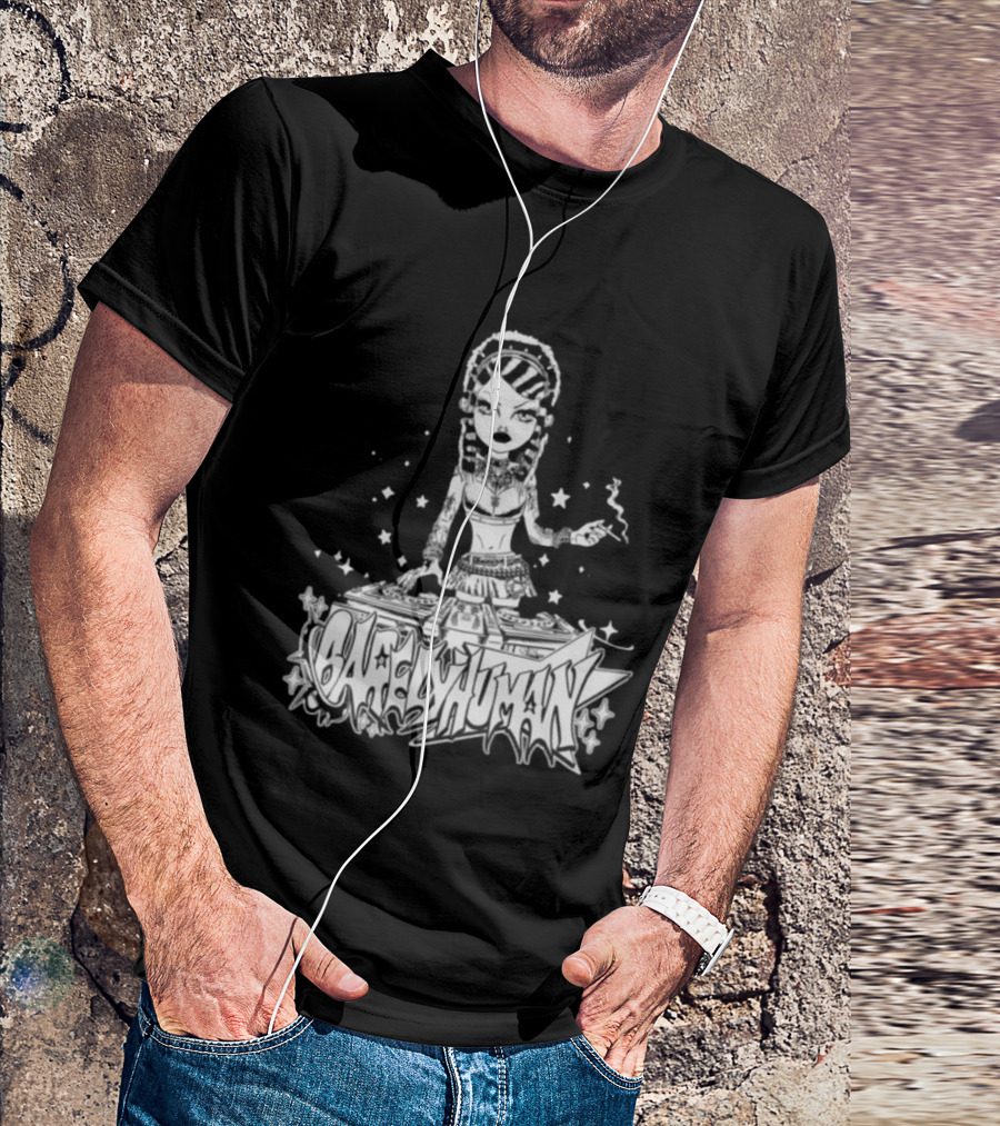6Arelyhuman Digital Dancer Doll Tattoo Style DJ Aesthetic T-Shirt