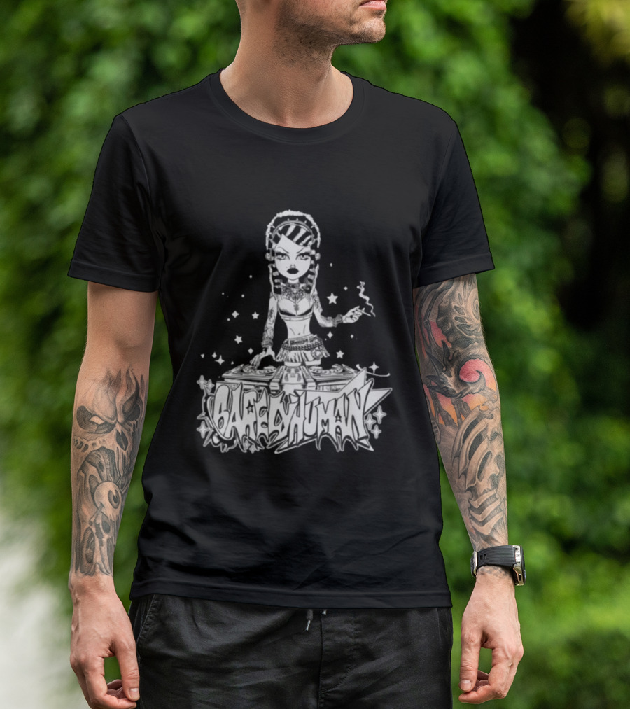 6Arelyhuman Digital Dancer Doll Tattoo Style DJ Aesthetic T-Shirt