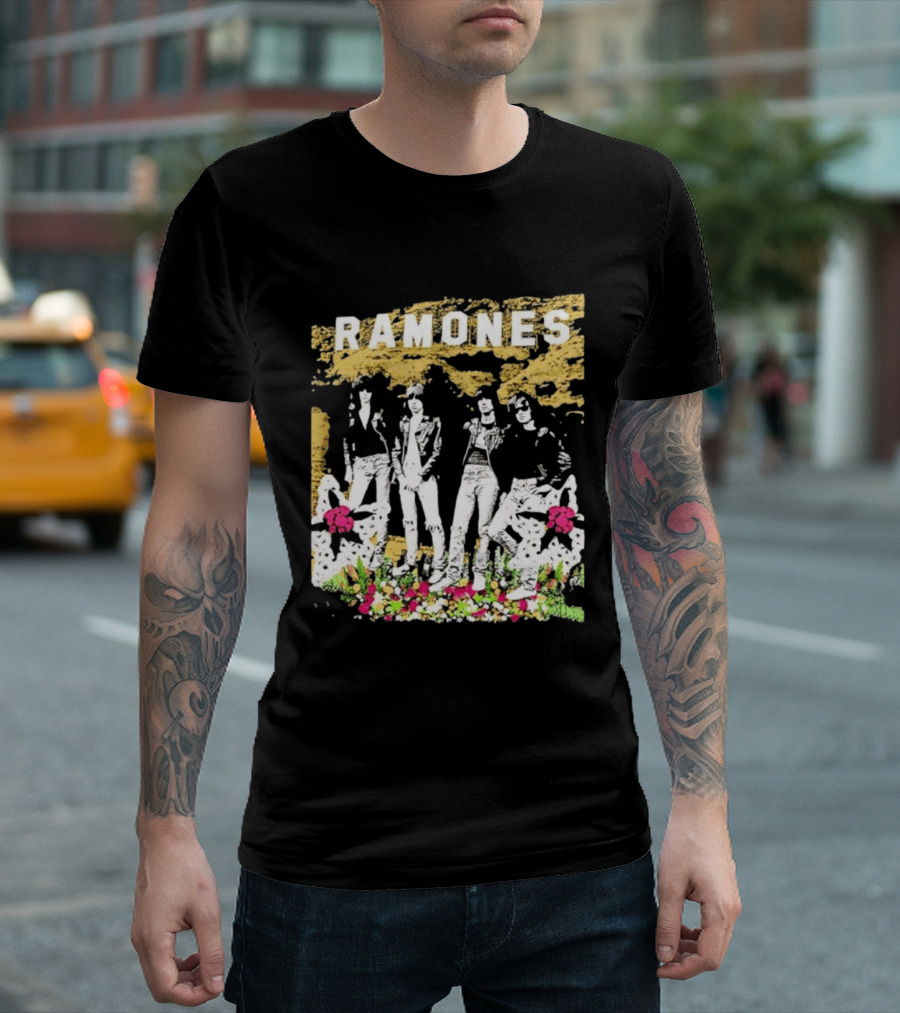 Ramones Floral Punk Rock Music Band T-Shirt